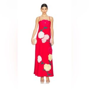 Elliatt Buttercup Embroidered Maxi Dress in Red